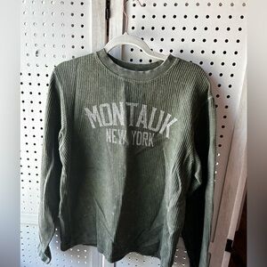 Montauk NY Ribbed Sweatshirt – Forest Green ArtForms Pullover